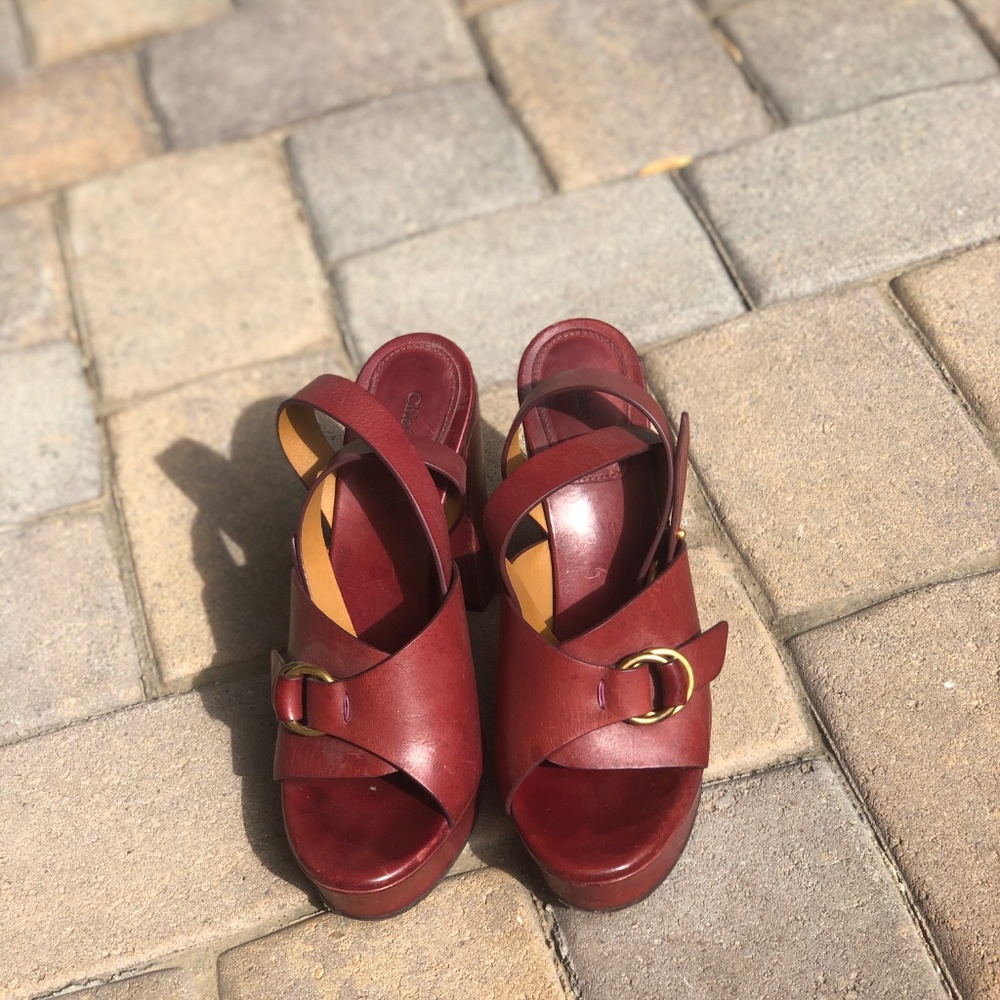 Chloe Ox Blood Platform Heels - Picture 2 of 3